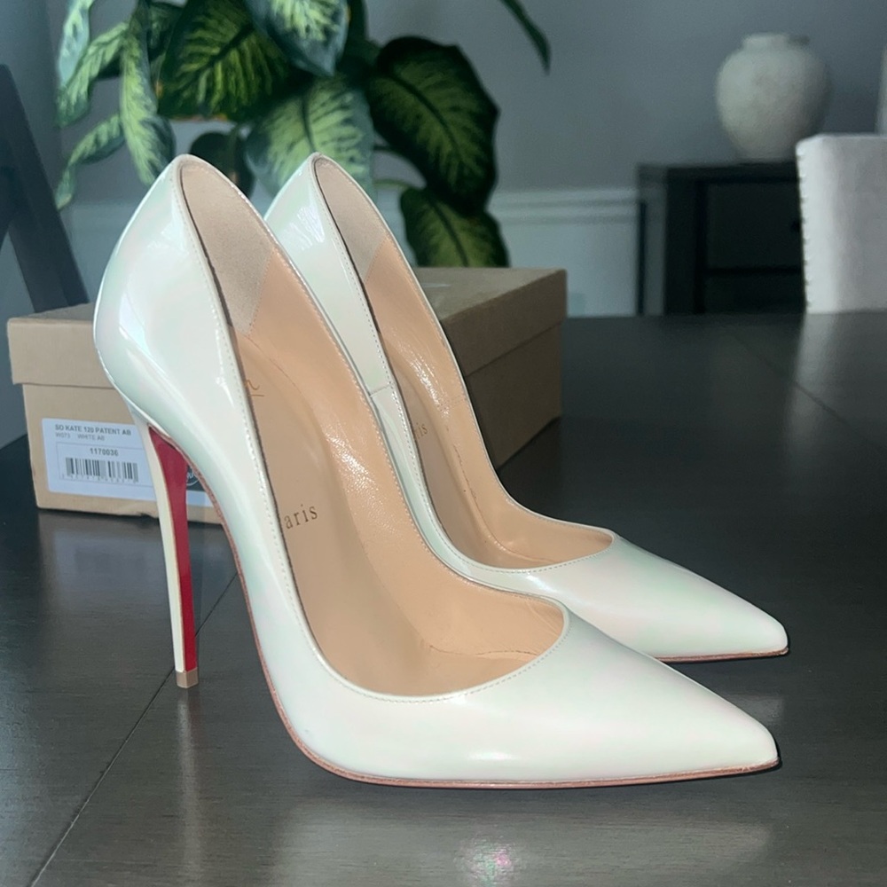 CHRISTIAN LOUBOUTIN SO KATE WHITE PATENT 37